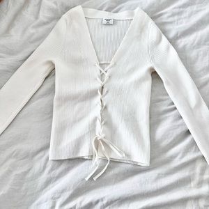 Abercrombie & Fitch Elevated Knit Slim Lace-up Cardigan